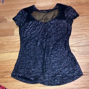 Windsor Black & Silver Short Sleeve Sheer Top